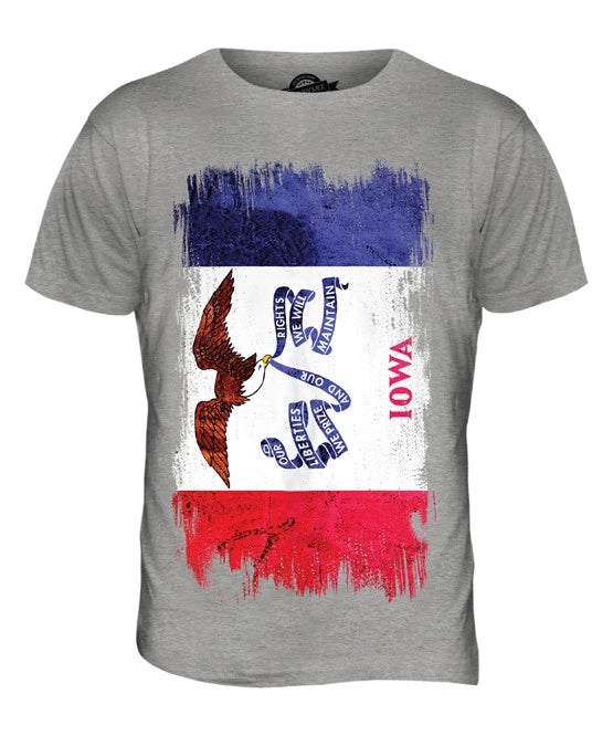 STATE IOWA GRUNGE FLAG MENS T SHIRT TEE SHIRT XS S M L XL 2XL 3XL 4XL