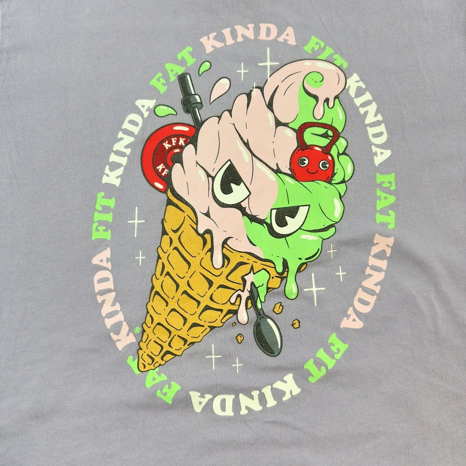 Kinda Fit Kinda Fat Apparel Mens XL Purple Ice Cream Graphic T-Shirt Cotton Gym