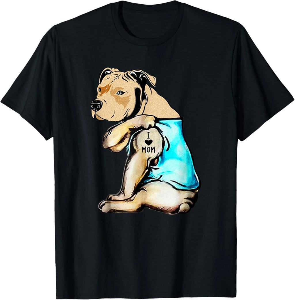Funny Pit Bull - I Love Mom Tattoo Tee  Funny Gift Unisex T-Shirt