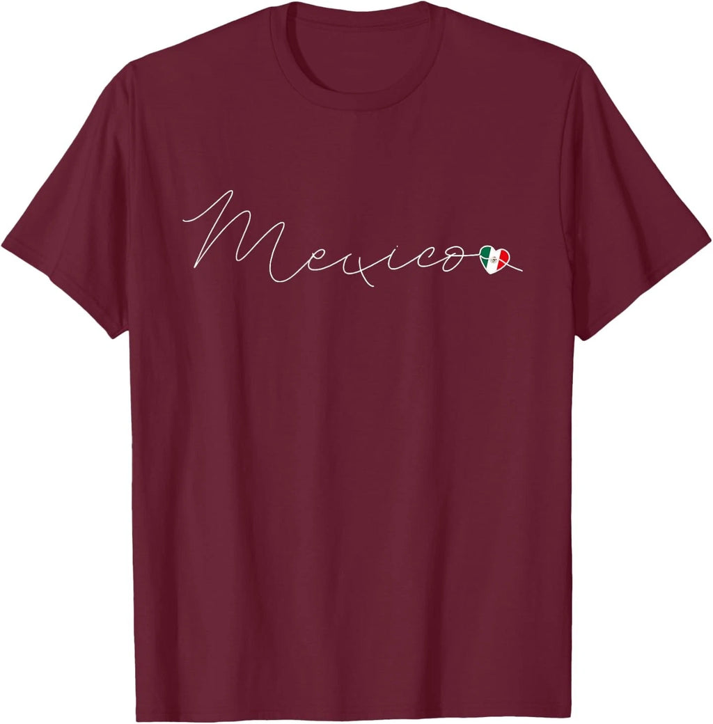 México Simple Love Mexican Flag Heart on Mexico T-Shirt