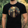 Mens Skeleton Portrait Motif Cotton T-Shirt Size XS to 5XL