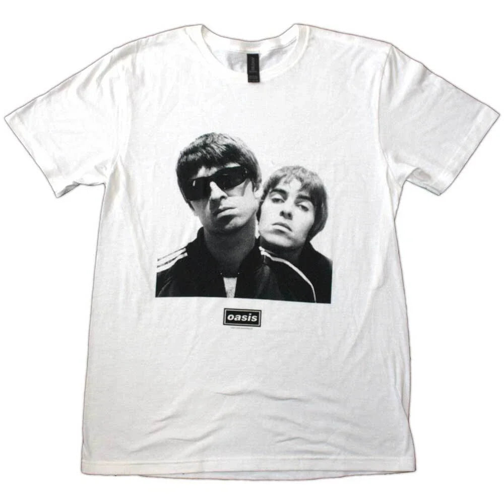 Oasis T-Shirt Noel Liam Gallagher Photo Official Band New White