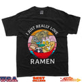 I just really love ramen cat dog panda kawaii sunset anime T-Shirt