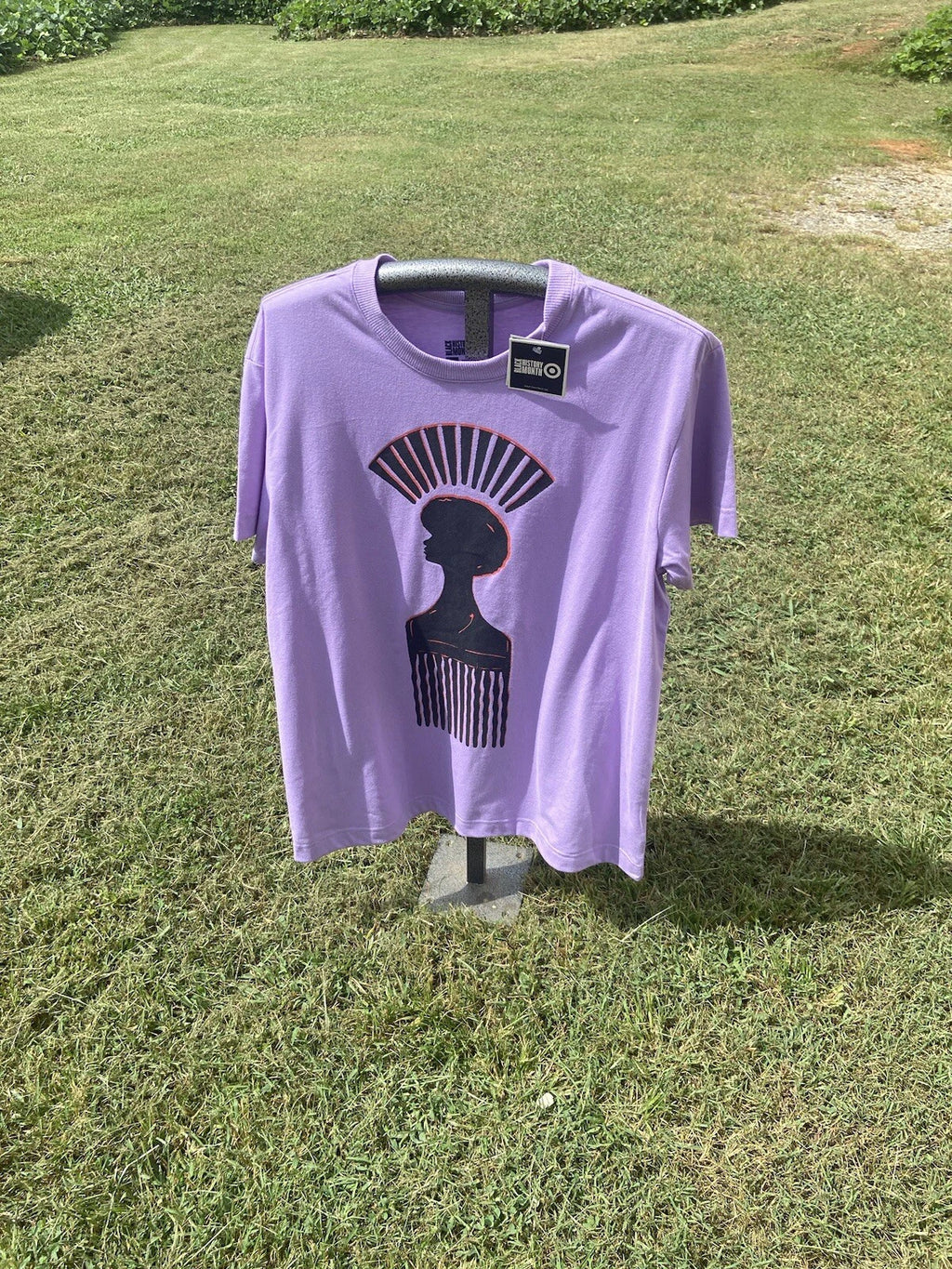 Purple Afro With Afro Pick Black History Month Tshirt