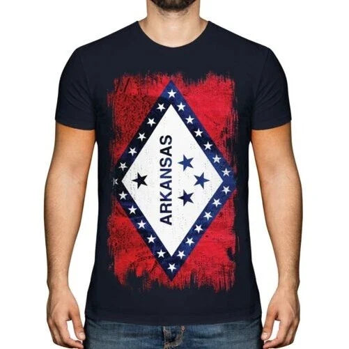 Arkansas State Grunge Flag Mens T-Shirt Arkansan Arkansawyer Jersey Gift