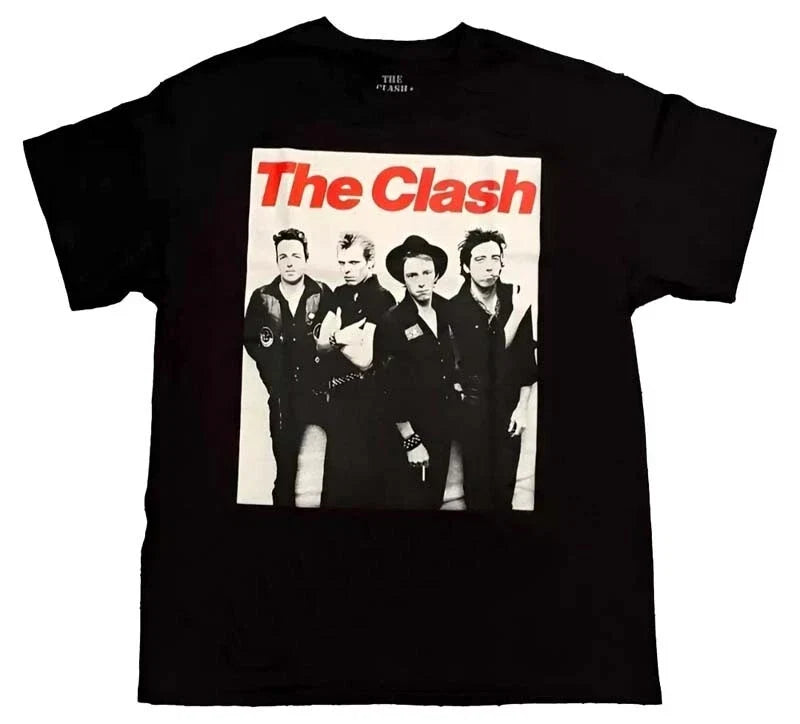 New Authentic The Clash Black & White Group Photo Punk Band Shirt London Calling