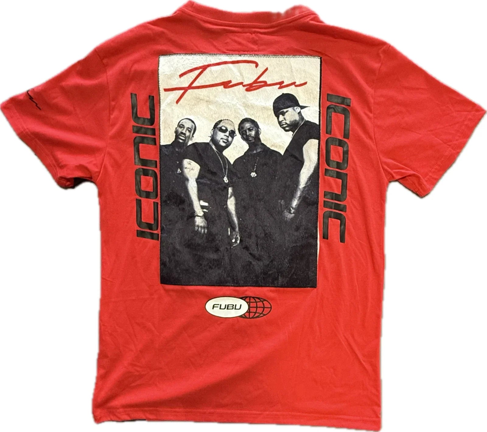 Vintage Y2K FUBU ICONIC Red Graphic T Shirt Mens Large NWT HipHop Rap Streetwear