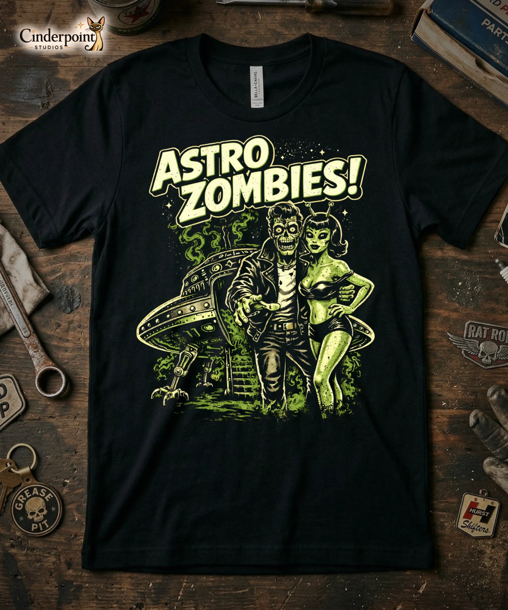 Astro Zombies! T-Shirt - Retro Sci-Fi Horror Punk Tee for Misfits & Aliens XS-5X