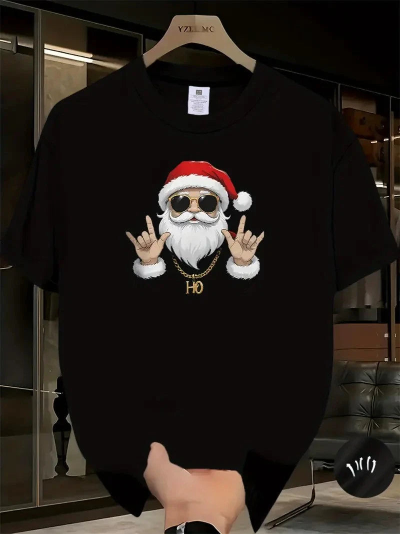Modern Santa Claus with Fashion Glasses Print Merry Christmas Shirt S-5XL Q7364