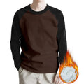 Mens Long Sleeve Loose Sweatshirt Casual Round Neck Patchwork Pullover Shirt