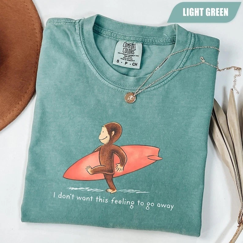 I Don't Want This Feeling To Go Away Shirt, Vintage Surf Monkey Tee, Nostalgic