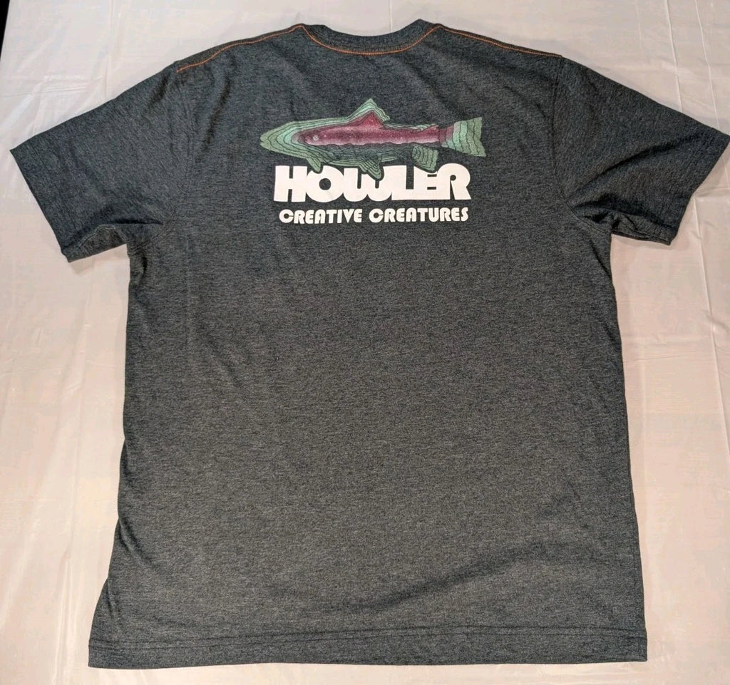 Howler Brothers Mens Blue Creative Creatures Trout Graphic Pocket T-Shirt Large
