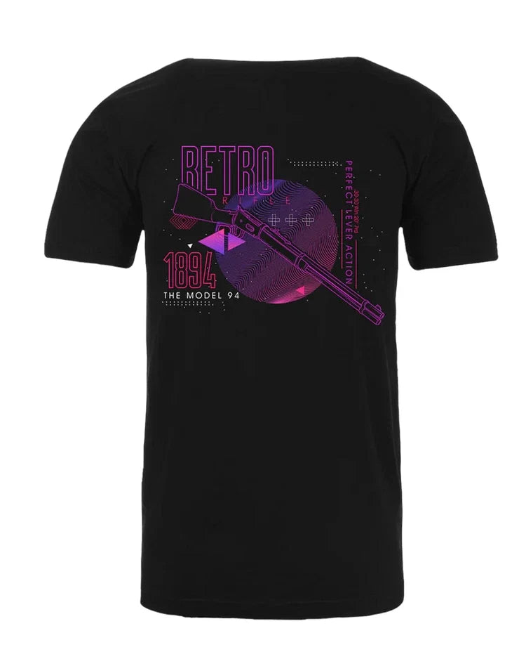 Retro Rifle 1894 Model 94 T Shirt Black Neon Purple Graphic Tee Mens