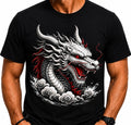Japanese Dragon Head Graphic T-Shirt Men’s Black Oriental Tattoo Style Tee