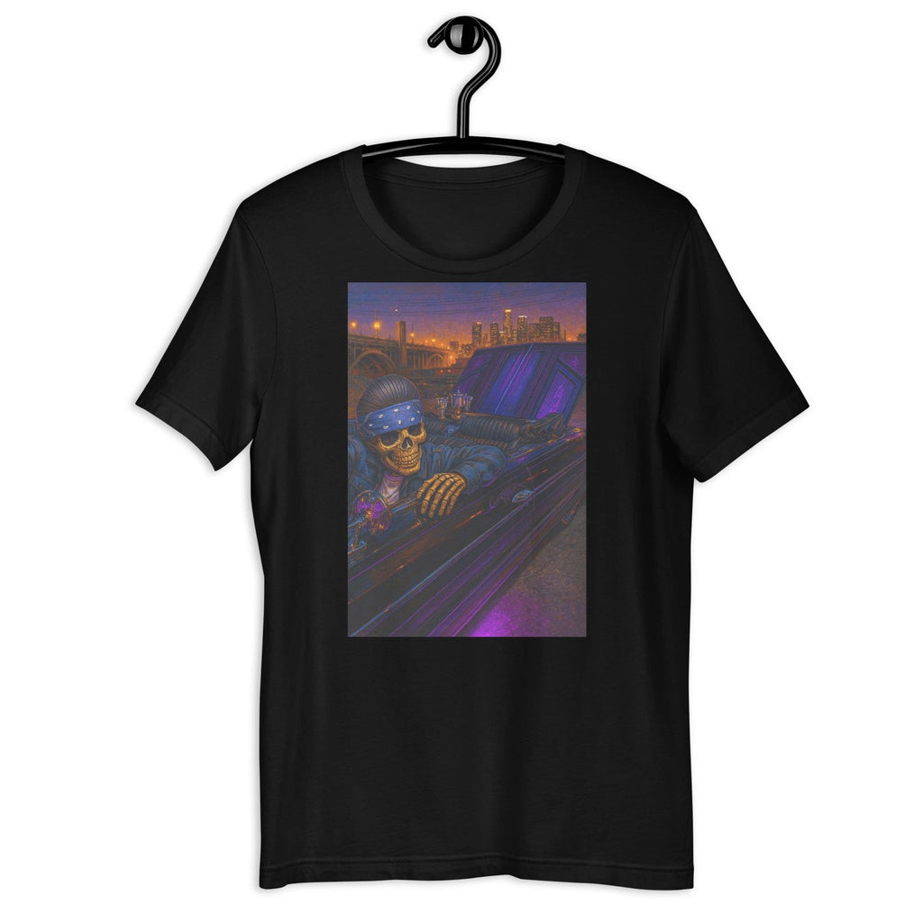 Lowrider Skeleton Chicano T-Shirt – Gothic Skull Rider Streetwear Graphic Tee