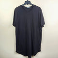 Talentless Mens Short Sleeve Round Neck Curved Hem Black Minimalist Tee Medium