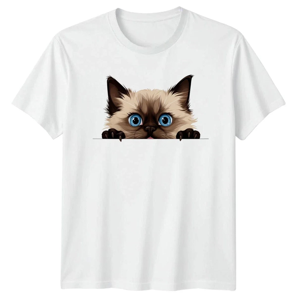 Adorable Peeking Cat With Big T-Shirt Cute Cat Gift For Him And Her