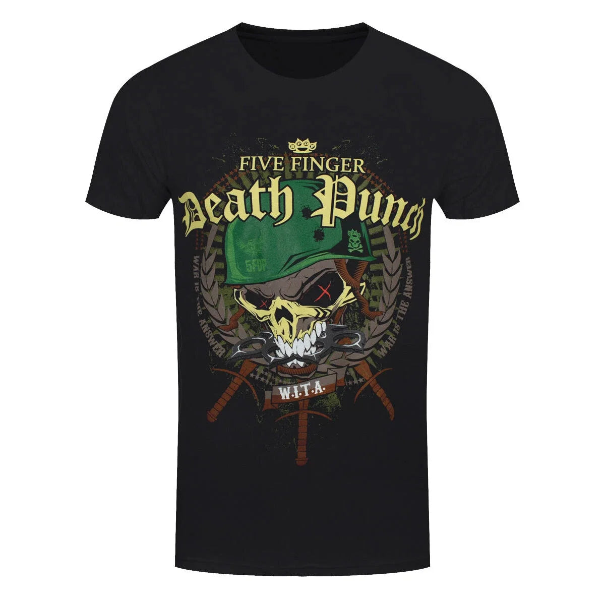 Five Finger Death Punch T-Shirt FFDP War Head Band Official New Black