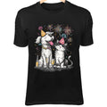 Holiday Dog & Cat Line Art - Cute Minimalist Cartoon with Party Hats, Fireworks