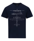 B-17 Flying Fortress T-Shirt, Technical Drawing Blueprint , Bomber Aircraft USAF