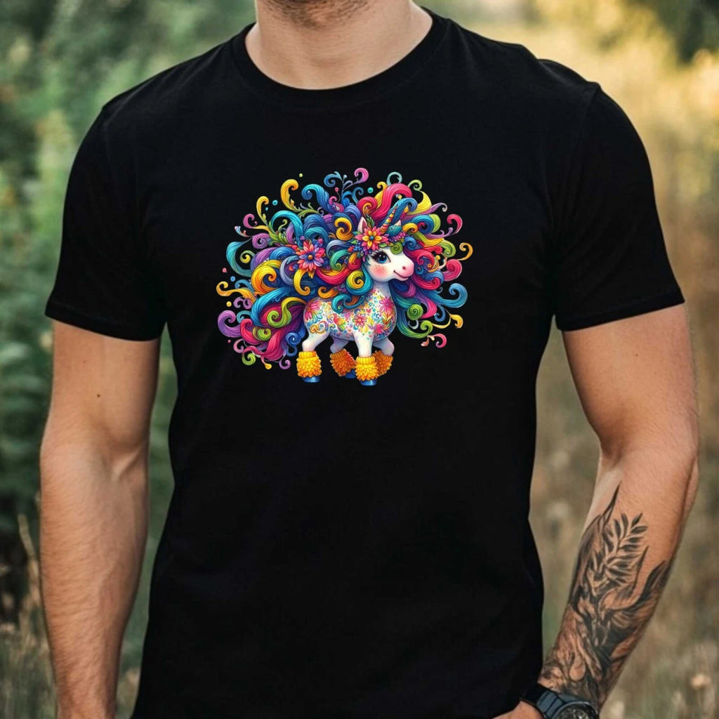 Mens Crazy Unicorn Motif Cotton T-Shirt Size XS to 5XL