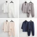Men Summer Cotton Linen Tang Suit 3/4 Sleeve Casual Han Fu T-Shirt and Pants Set