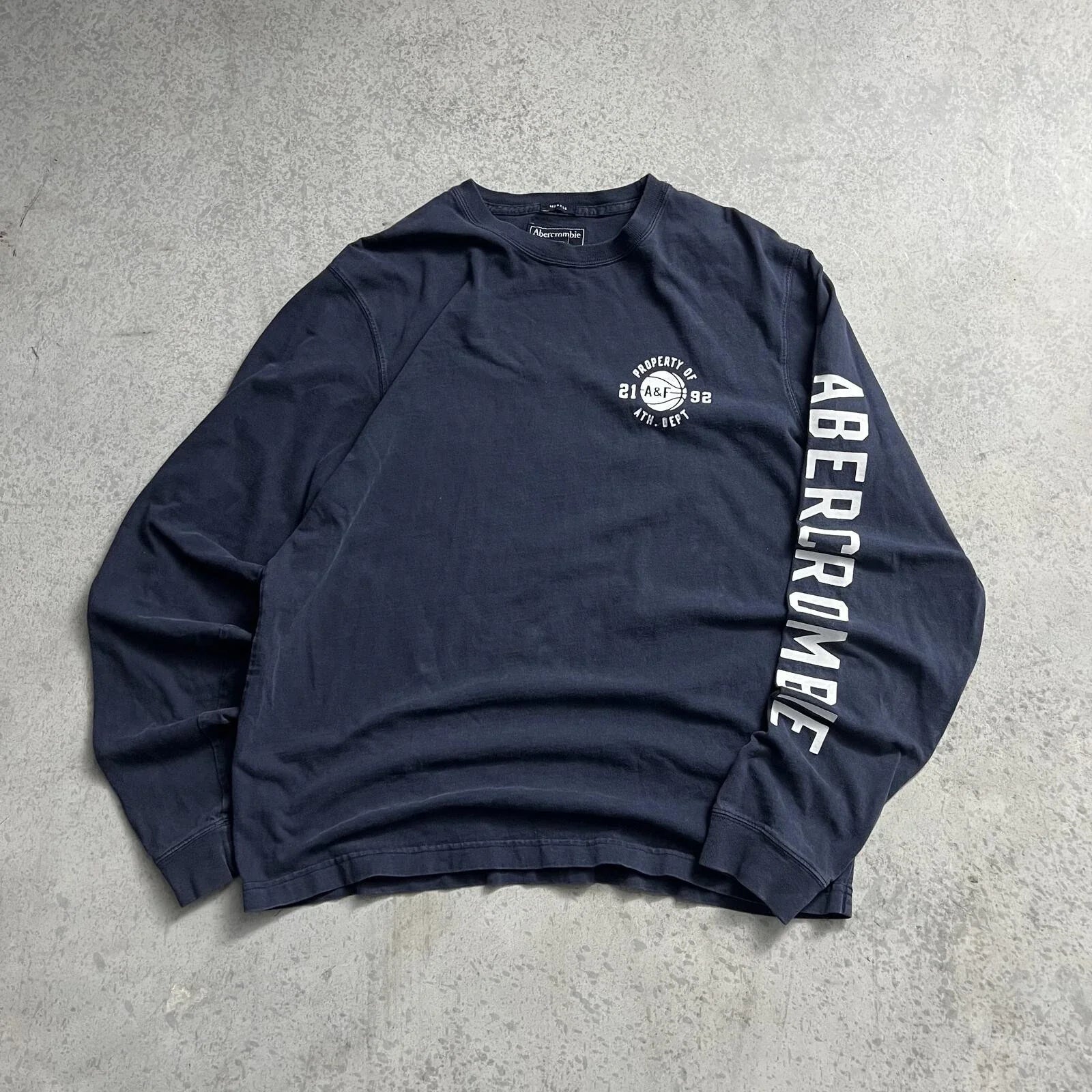 Abercrombie & Fitch Muscle Fit Long Sleeve  Shirt Mens XL Sleeve Hit Navy Y2K