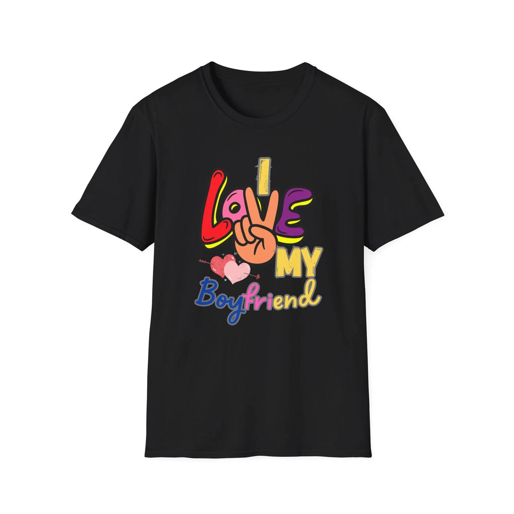 Colorful I Love My Boyfriend Love Message Shirt, Couple Valentine's Day Tee Gift