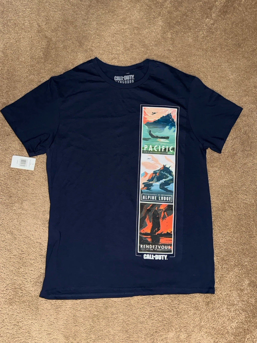 NWT Call Of Duty Vanguard T-Shirt Men's Large Navy Blue Gaming Graphic Tee Stud