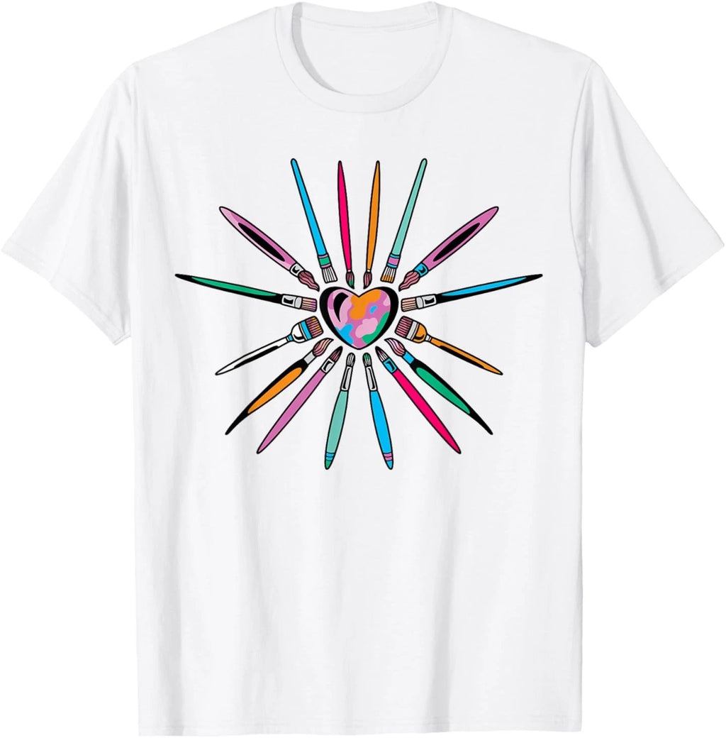 Cool Brush Heart Shape Art Teacher Paint for Artist Painter T-Shirt