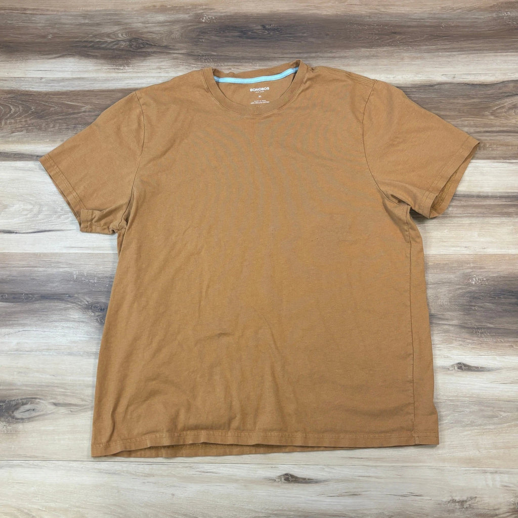 Bonobos T-Shirt Mens XL Minimalist 100% Organic Cotton Crewneck Brown-Gold Tee