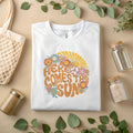 Here Comes The Sun T-Shirt Retro Hippie Graphic Tee Vintage Flower Shirt A16