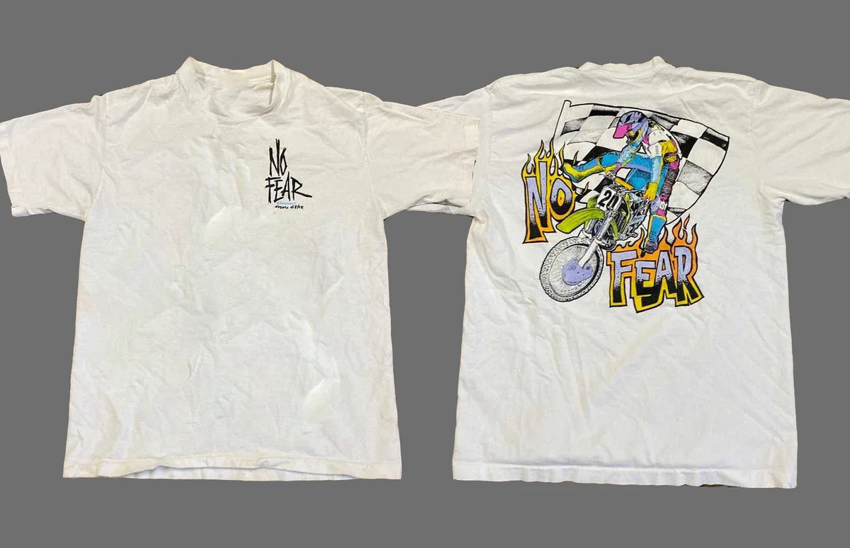 Vintage Styles Made In Usa × No Fear × Vintage 90’s No Fear Dirt Bike T-Shirt