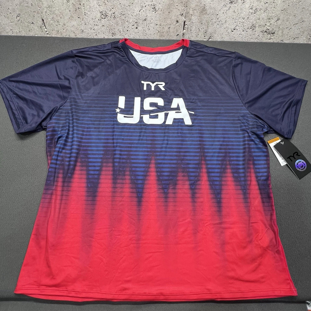NWT - TYR USA Climadry Short Sleeve Tee Shirt - Adult 2XL - MSRP $59