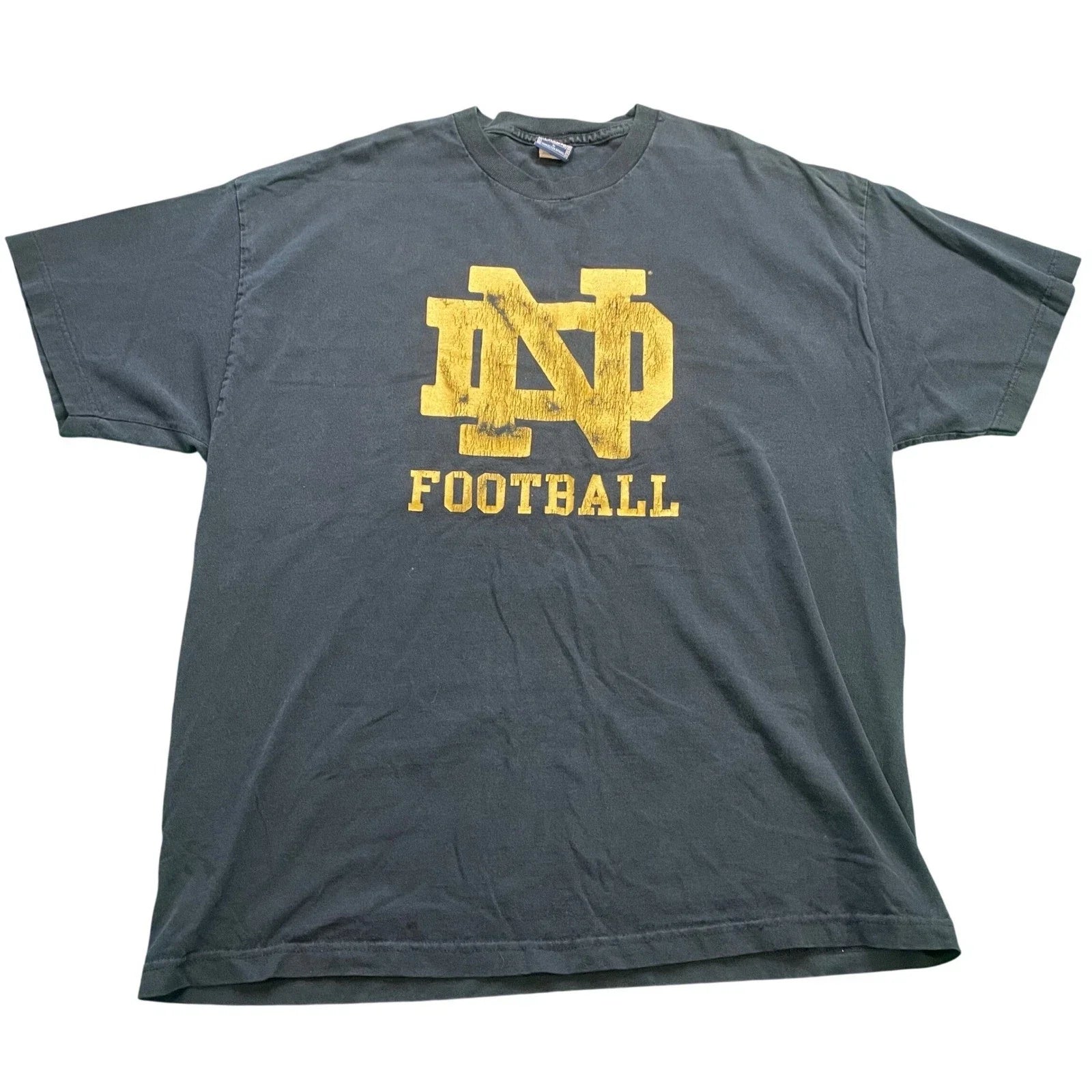 Vintage Notre Dame Football Shirt XL Navy Blue Champs Team Fighting Irish