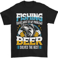 Fishing & Beer Funny Fisherman Alcohol Mens T-Shirt 100% Cotton