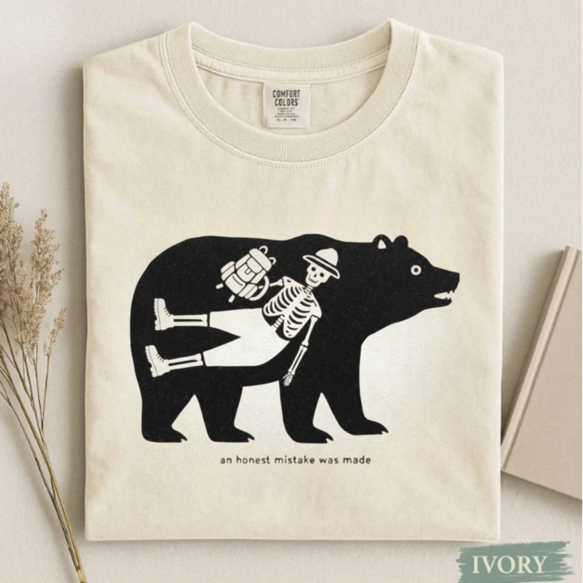 Honest Mistake Was Made Small Text Bear Hiker T-shirt Unisex Comfort Colors