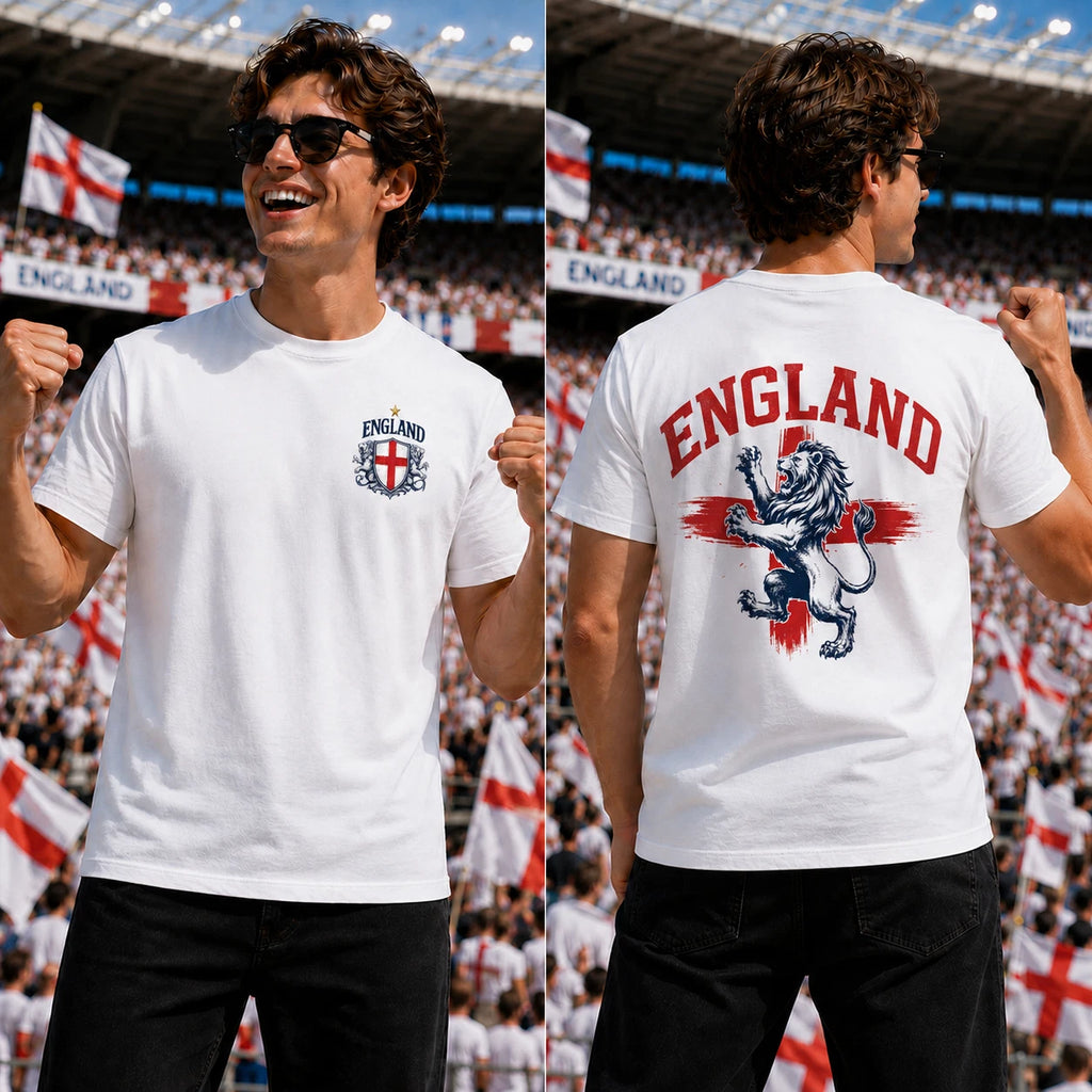 England Football T Shirt, Lion Supporter Fan Tee