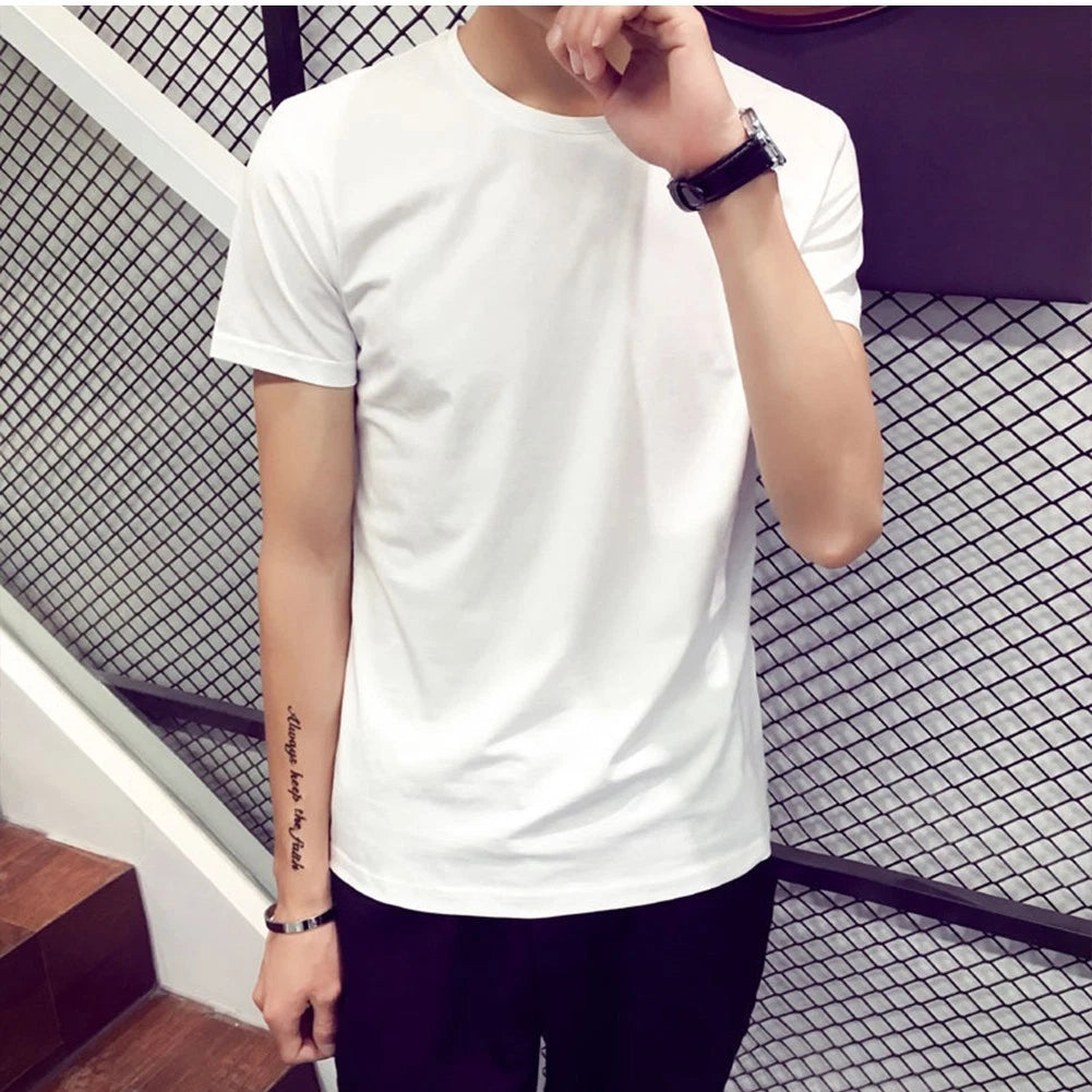 Short Sleeve Shirt Men Shirt Short Sleeve Slim Fit Solid Color Street Casual