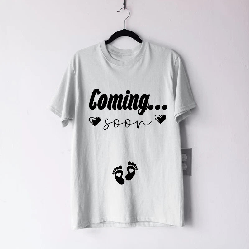 Coming Soon Baby Maternity T-Shirt Funny Pregnancy Announcement Mom Dad Gift
