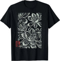 Japanese Boho Flowers _ Sumi-e Style Floral Botanical Art T-Shirt