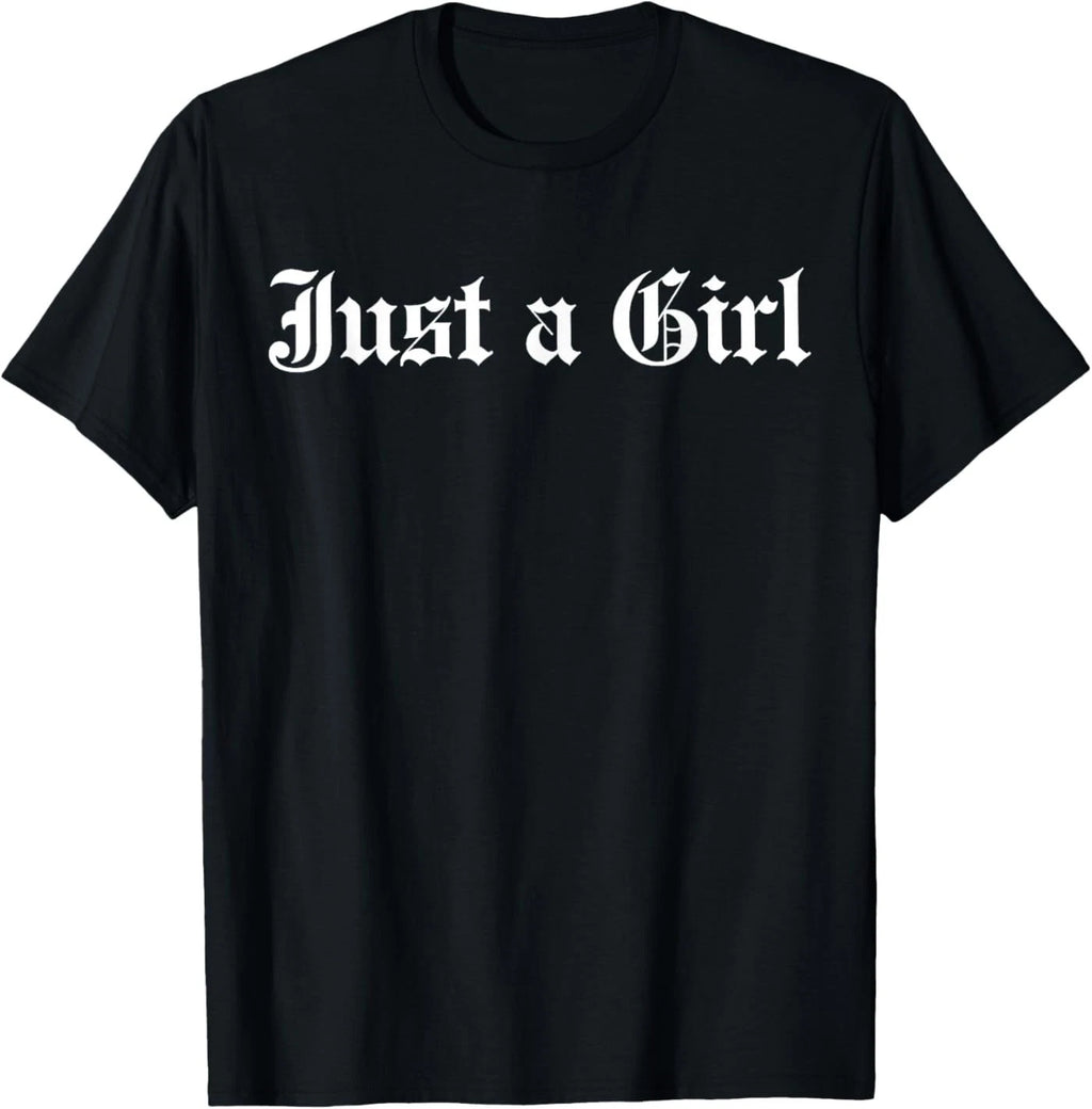 Just A Girl Gothic Blackletter Typography Design T-Shirt