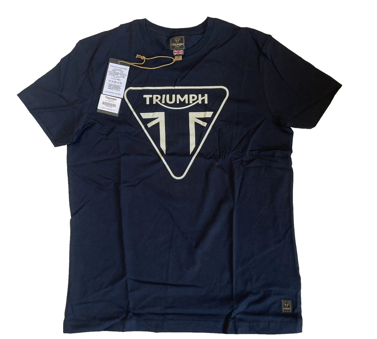 Triumph T-Shirt Mens Medium Helston Jet Black Graphic Logo Cotton Short Sleeve