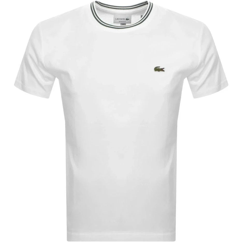LACOSTE TIPPED CREW COLLAR T-SHIRT WHITE SIZE (8) 3XL RRP £60 BNWT