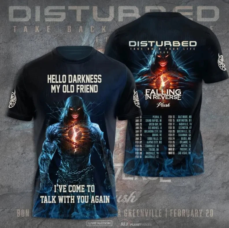 Disturbed 3D Printed Rock Band T-Shirt Music Fan Streetwear Unisex S-5XL