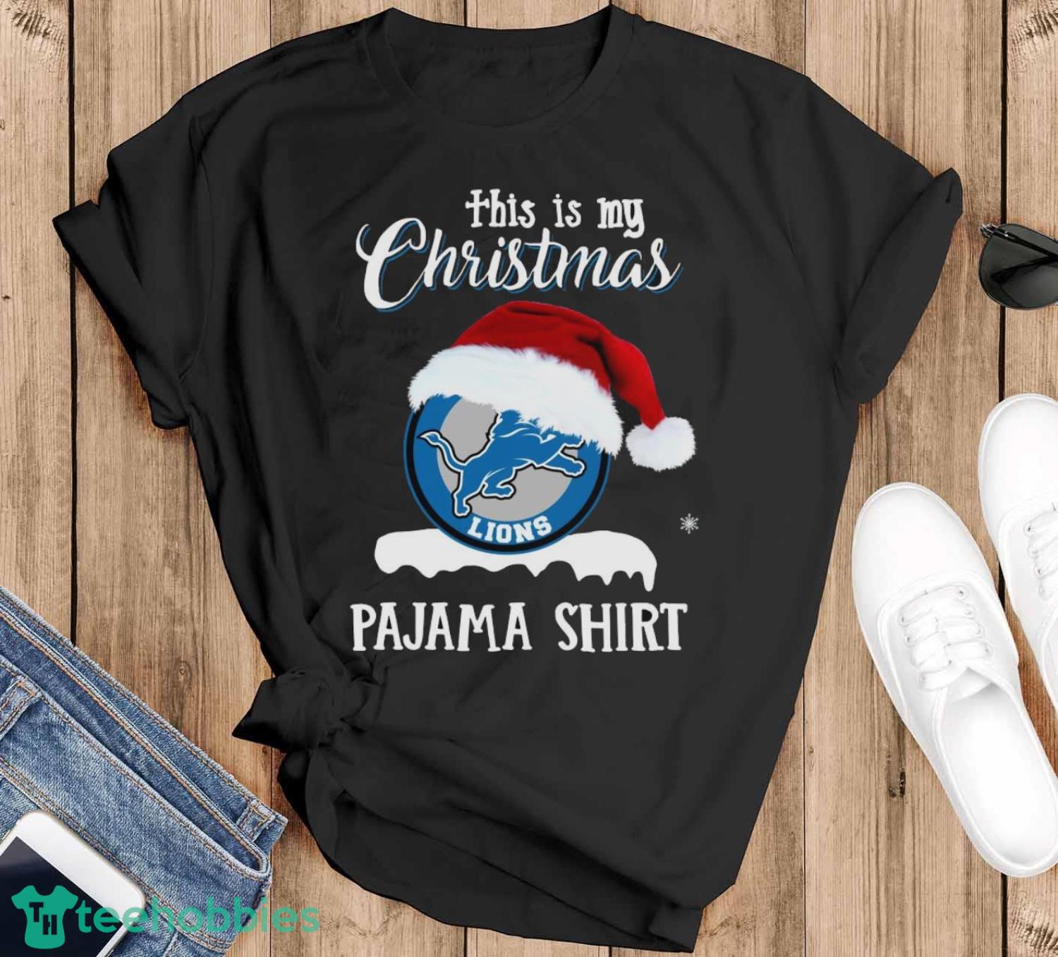 Santa Detroit Lions this is my Christmas pajama shirt sweater
