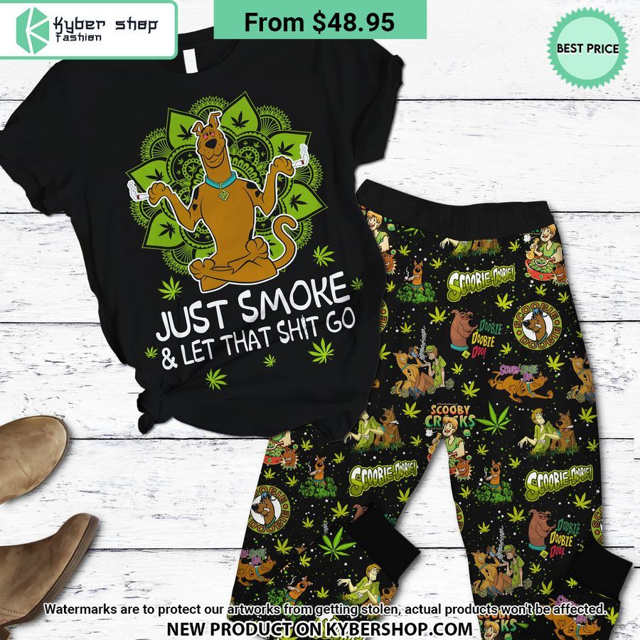 Scooby Doo Mandala Just Smoke Let That Shit Go Weed Pajamas Set