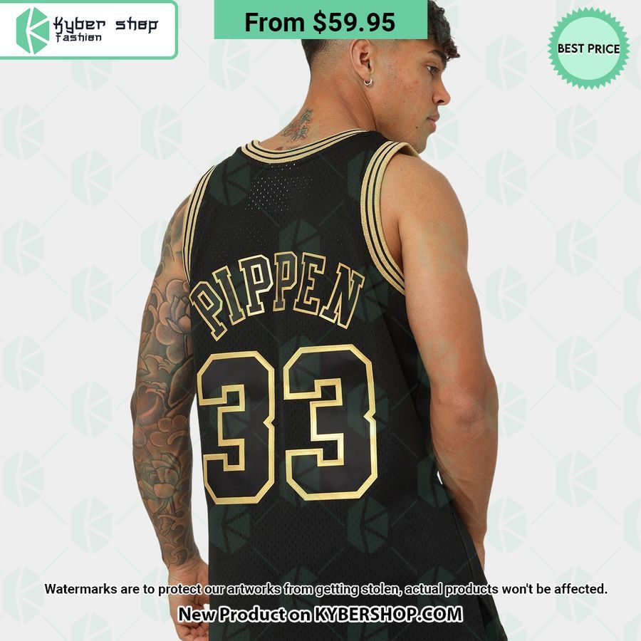 Scottie Pippen 33 Chicago Bulls Black Gold Basketball Jersey
