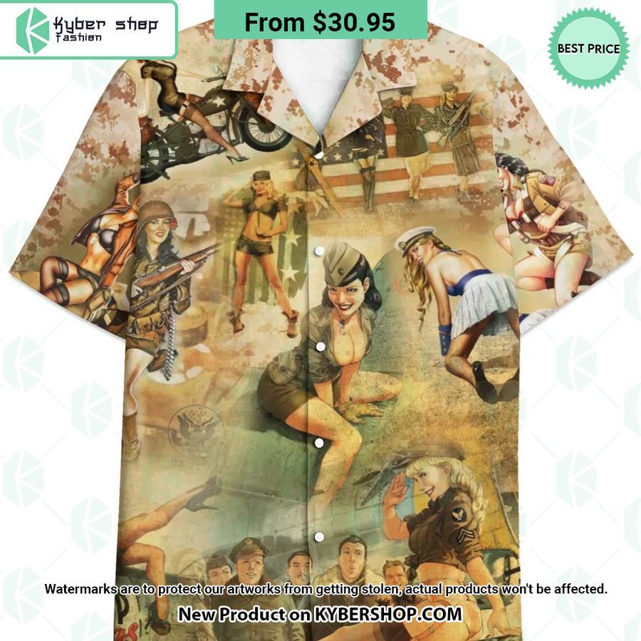 Sexy Vintage Military Pin Up Girl Hawaiian Shirt
