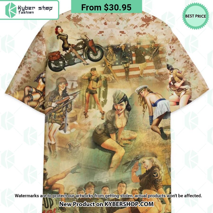 Sexy Vintage Military Pin Up Girl Hawaiian Shirt